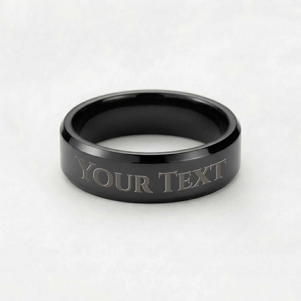 Men's Pet Memorial Engraved Black Ring