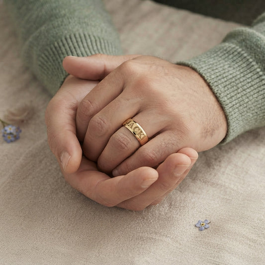 Men's Pet Memorial Engraved Gold Ring