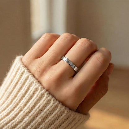 Always with you - Engraved Women's Pet Memorial Stainless Steel Ring