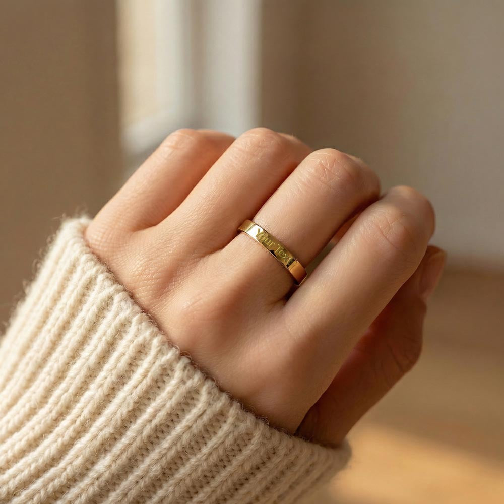 Always with you - Engraved Women's Pet Memorial Gold Ring