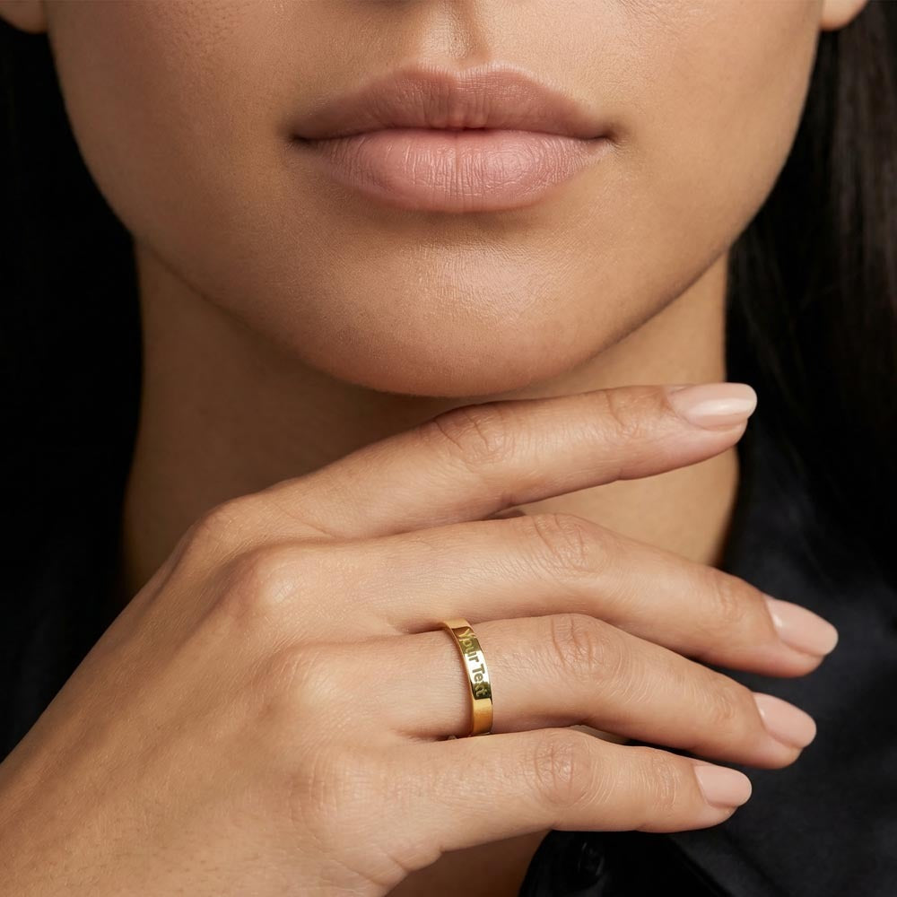 Always with you - Engraved Women's Pet Memorial Gold Ring