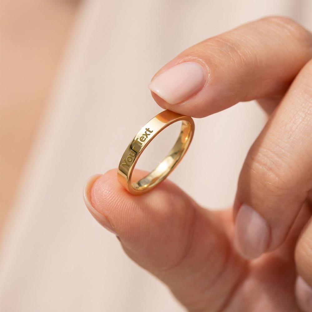 Always with you - Engraved Women's Pet Memorial Gold Ring