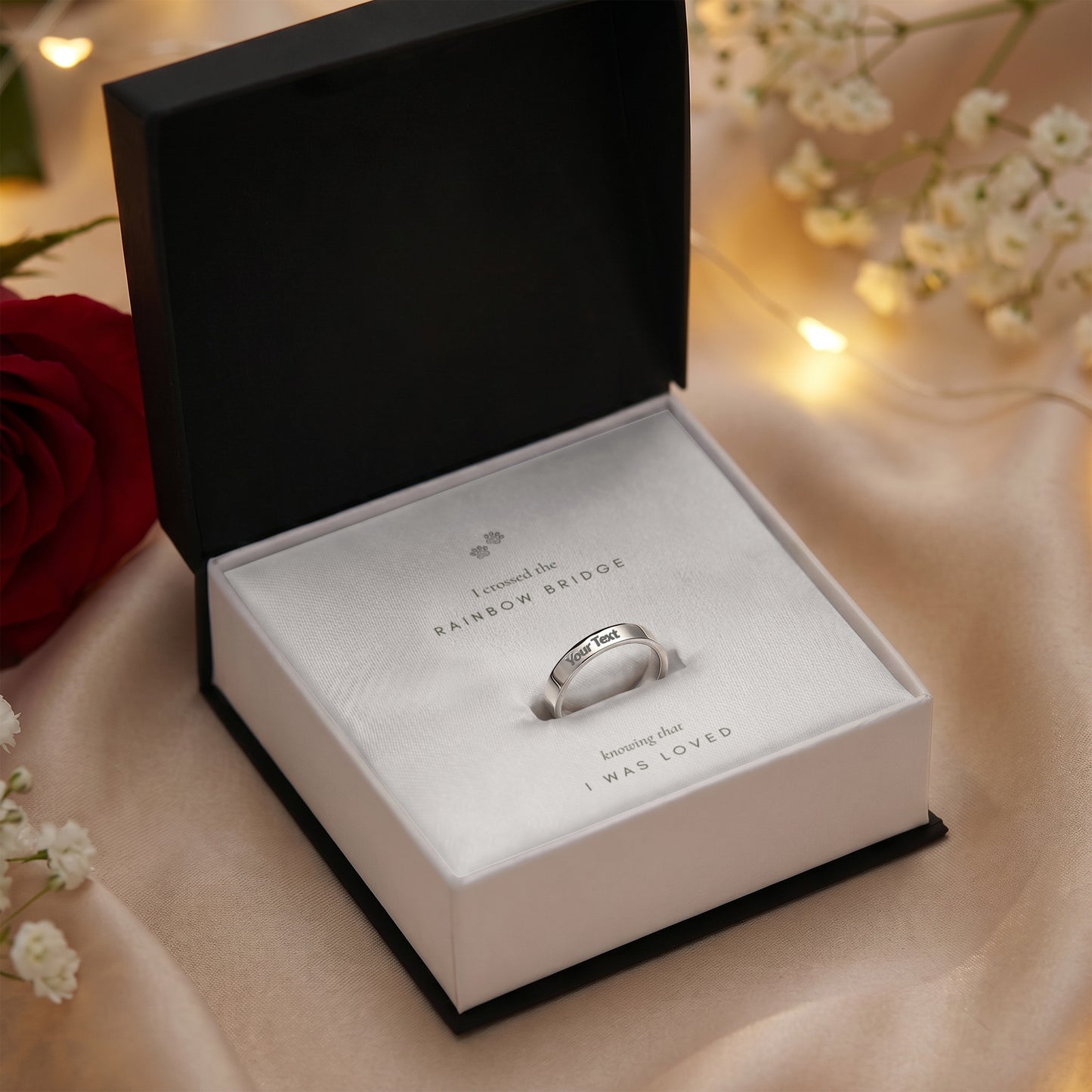 Always with you - Engraved Women's Pet Memorial Ring with Gift Box