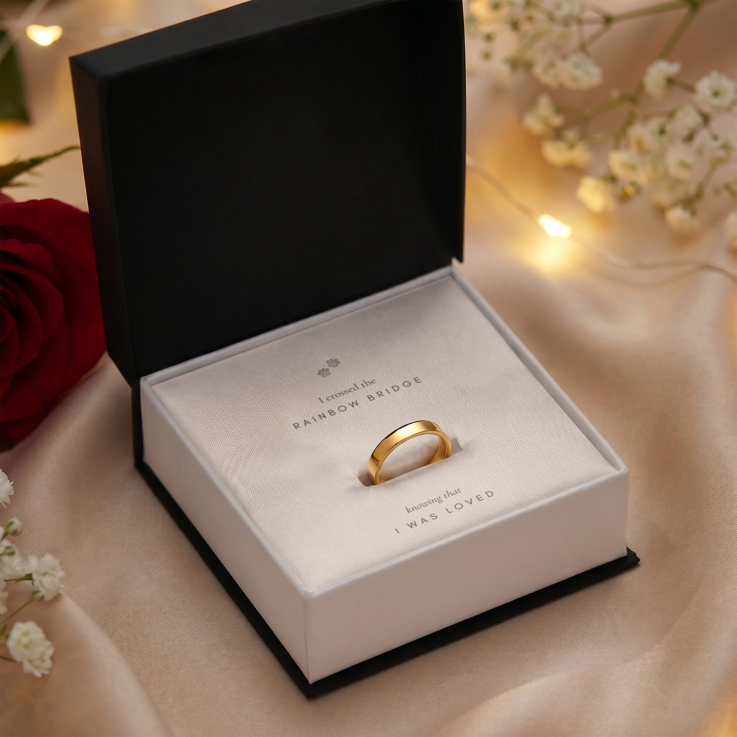 Always with you - Engraved Women's Pet Memorial Ring with Gift Box