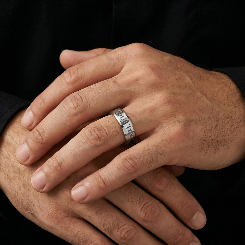Always with you - Engraved Men's Pet Memorial Stainless Steel Ring