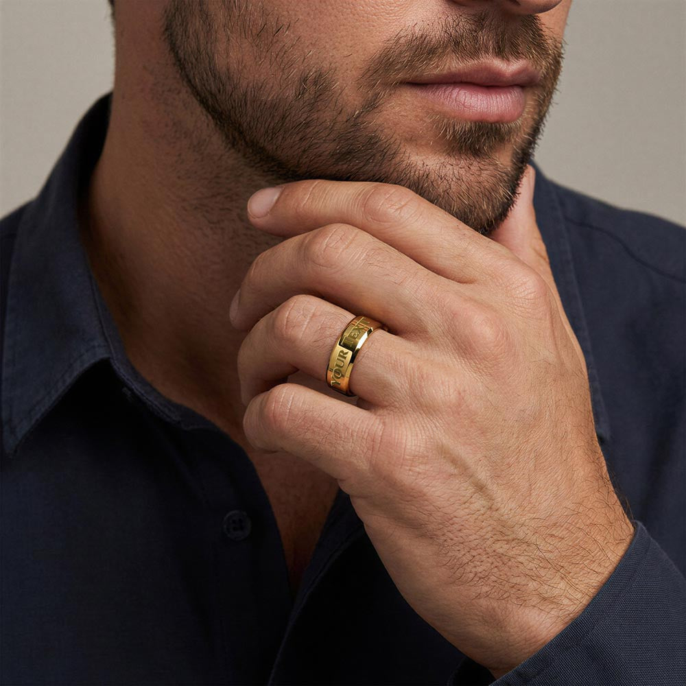 Always with you - Engraved Men's Pet Memorial Gold Ring