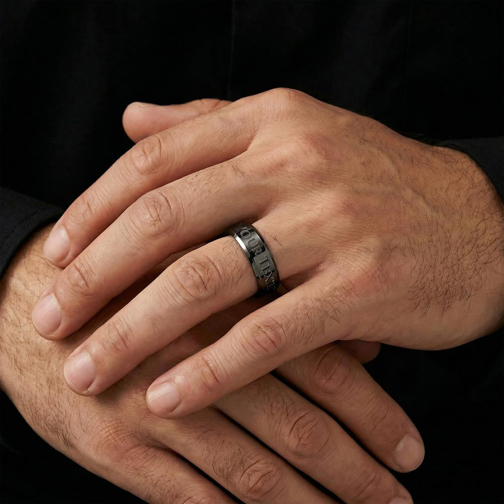 Always with you - Engraved Men's Pet Memorial Black Ring